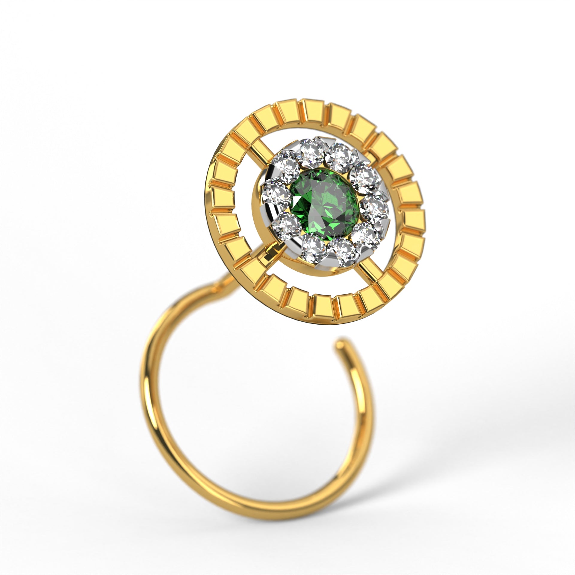 Emerald Halo Nose Pin