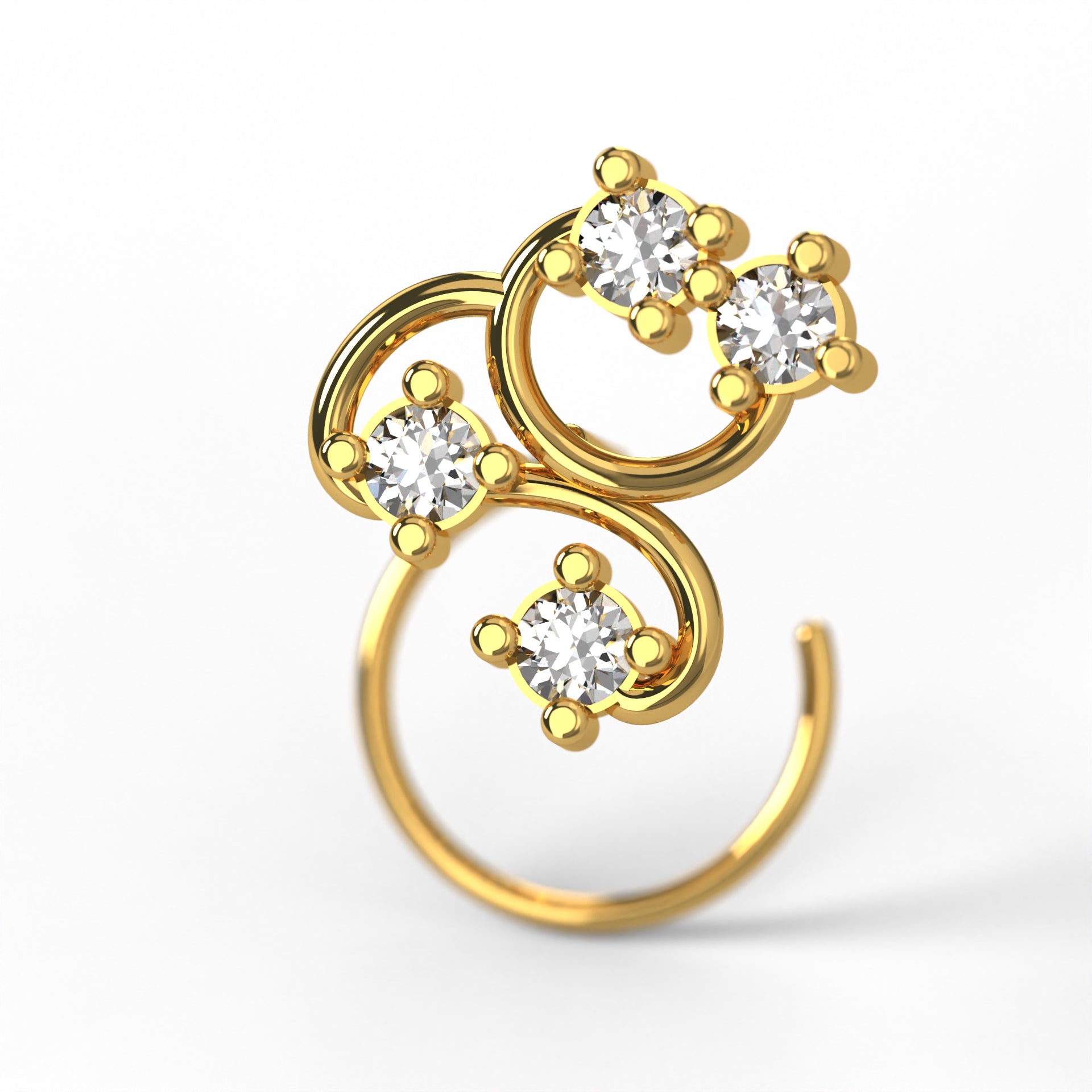 Diamond Swirl Nose Pin